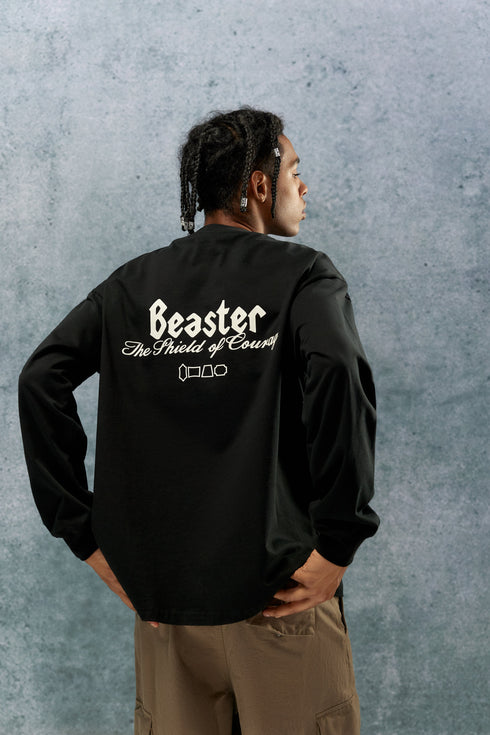 Printed Cotton Hoodie-Black